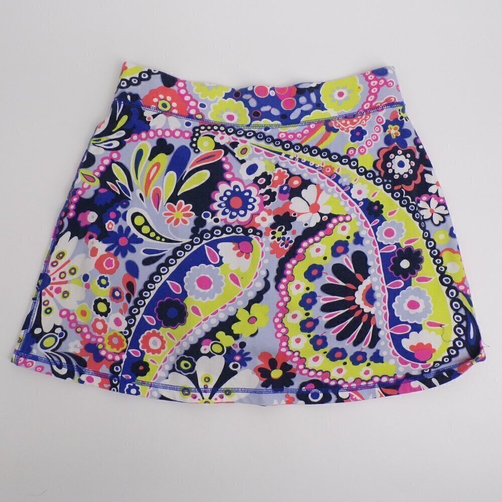 T by Talbots Women's Skort Small Petite Colorful Paisley Print Front Pockets EUC